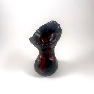 Vintage 1970's Hand-thrown Red & Black Bud Vase